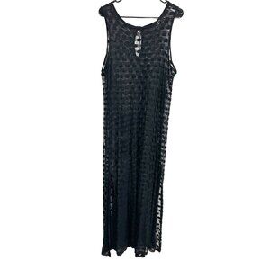 Bill Blass Swim Sheer Black Textured Maxi Dress Sleeveless Medium